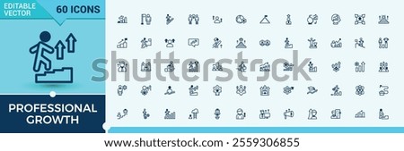 Professional Growth icon set. Icon organizer, management, agenda, thin, schedule, month. Thin outline icons pack. Solid line editable vector illustration.