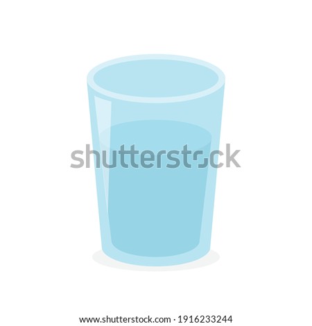 Glass of water, Drinking water,  blue transparent glass filled with water icon isolated vector illustration on white background