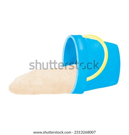 Sand bucket toy watercolor cartoon on white background vector illustration