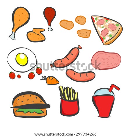 Food icons set , Fast food icons set , fast food on isolated background - Fast food. Flat design. Vector Illustration