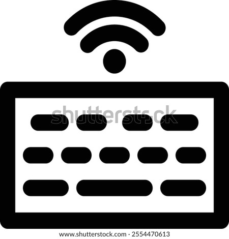 This modern wireless keyboard icon symbolizes clutter-free typing and mobility, ideal for tech, office, and home workspace projects in websites and promotional materials.