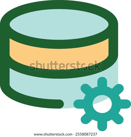 Database setting icon illustrating configuration and optimization of data systems. Perfect for visuals on database management, system tuning, data security, and enhancing performance and reliability.