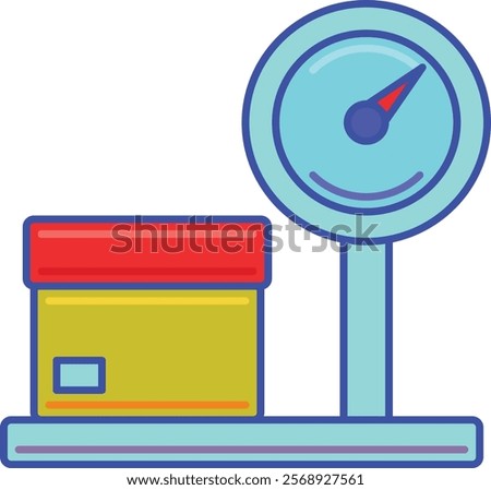 Optimize your shipping process with this dynamic illustration of a box on a scale, highlighting precision in measurement and delivery efficiency