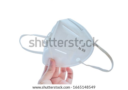 KN95 or N95 mask for protection pm 2.5 and corona virus (COVIT-19).Anti pollution mask.air face mask.KN95 or N95 mask with N95 word.n95 on white background with clipping path.