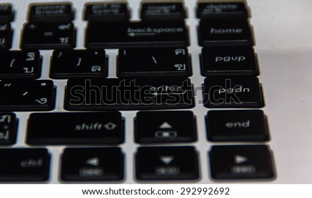 the computer laptop keyboard fot the input text on the document