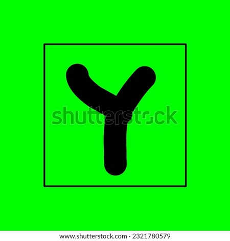 A simple letter Y design inside the square box isolated on green background for green screen effect. Lettering. Alphabetical order. 