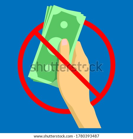 touch less payment, does not serve cash payments, no cash money flat icon vector illustration, isolated stock vector