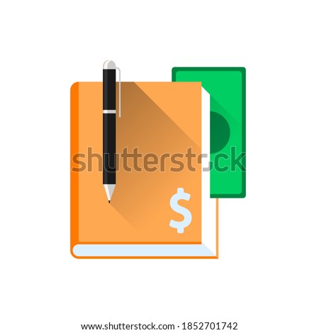 accounting ledger book, financial transaction logbook flat icon vector illustration eps10, for app logo, or icon