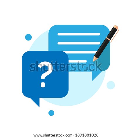 what would you ask, submit criticism and suggestions, review, type or write question button concept illustration flat design vector eps10