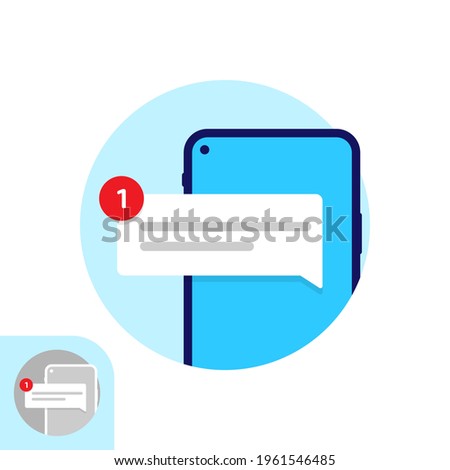 one new notification on smartphone screen concept illustration flat design vector eps10. modern graphic element for landing page, empty state ui, infographic