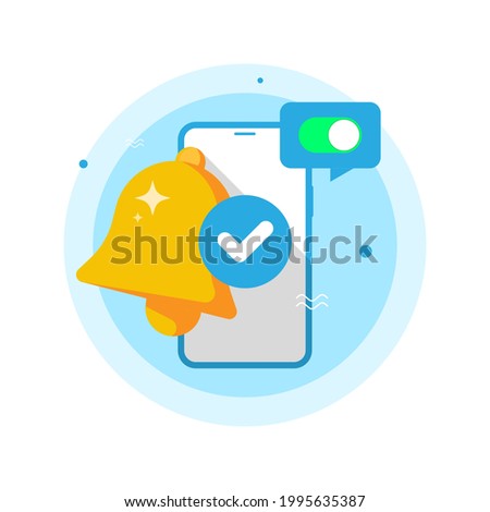 notification successfully enabled or turned on concept illustration flat design vector eps10. modern graphic element for landing page, empty state ui, infographic, icon Stock foto © 
