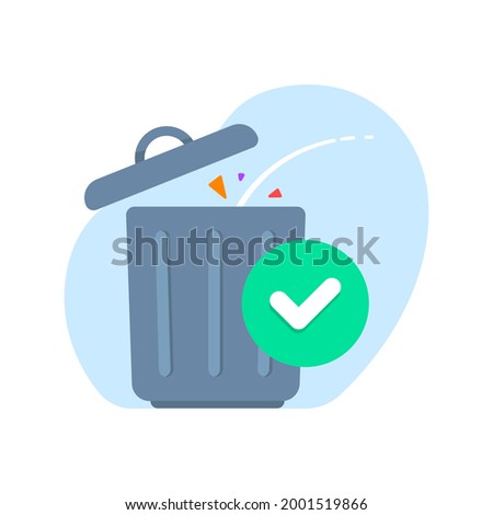 file deleted successfully, throw it away, trash concept illustration flat design vector eps10. simple, modern graphic element for landing page, empty state ui, infographic, icon