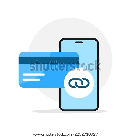 link, connect bank account, debit card to the smartphone app concept illustration flat design vector eps10. modern graphic element for landing page, empty state ui, infographic, icon