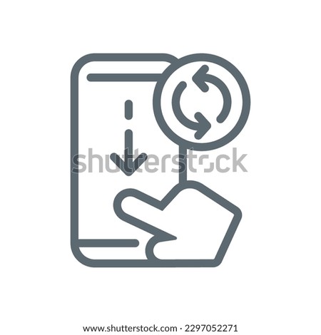 swipe down to reload on smartphone screen concept illustration line icon design editable vector eps10