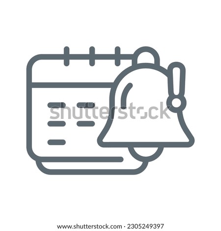calendar with bell. don't miss the date, turn on notification or reminder concept illustration line icon design editable vector eps10