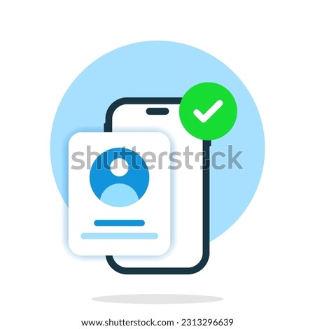mobile app account registered successfully, login success via smartphone concept illustration flat design vector eps10. modern graphic element for pop up information ui, infographic, icon