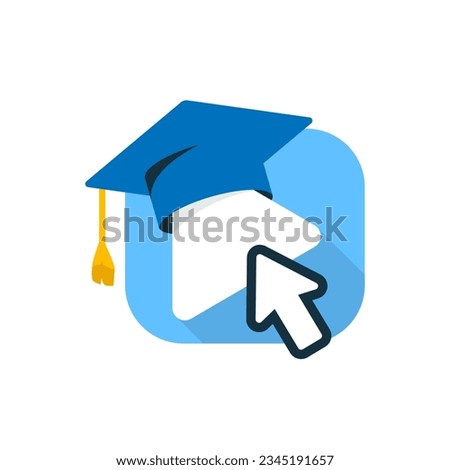 Online courses, e learning video app logo concept illustration flat design vector eps10