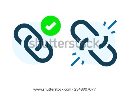 Linked and unlinked concept illustration flat design vector eps10. modern graphic element for landing page, empty state ui, infographic, icon