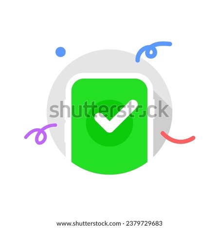 done, all steps or processes complete, successfully, check mark on smartphone screen concept illustration flat design vector eps10. modern graphic element for landing page, empty state ui, infographic