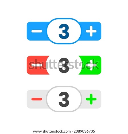 input number stepper ui vector design in different style