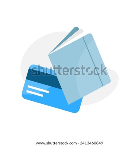 add card and bank account book concept illustration flat design vector. simple modern graphic element for landing page ui, infographic, icon