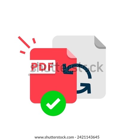 convert document to pdf format file concept illustration flat design vector. modern graphic element for landing page ui, infographic, icon