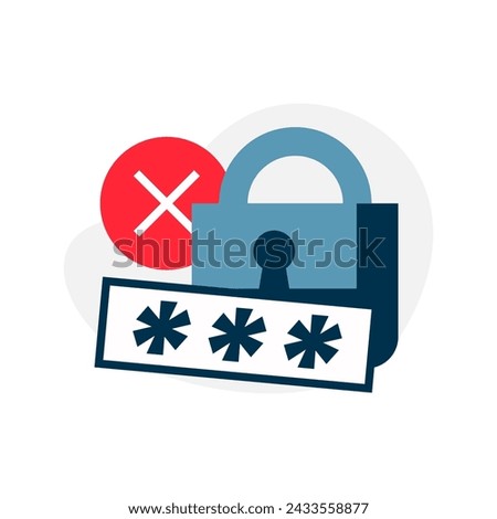 wrong, the password entered is incorrect concept illustration flat design vector. simple modern graphic element for ui, infographic, icon