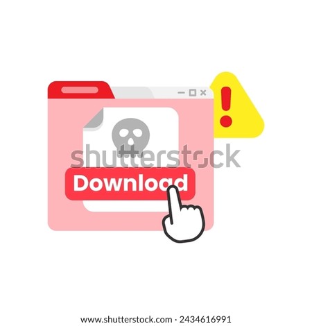 Fake download link buttons are dangerous, malicious files or malware from internet concept illustration flat design vector. simple graphic element for infographic, icon