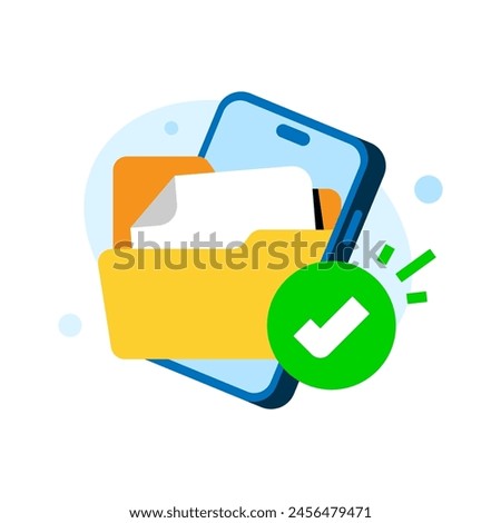 Successfully downloaded to phone storage, files are available offline concept illustration flat design. simple modern graphic element for ui, infographic, icon