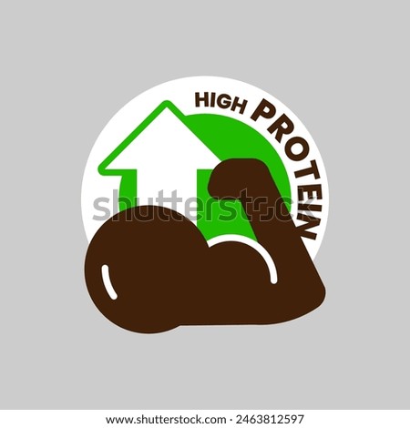 arm muscle logo. high protein label illustration flat design icon