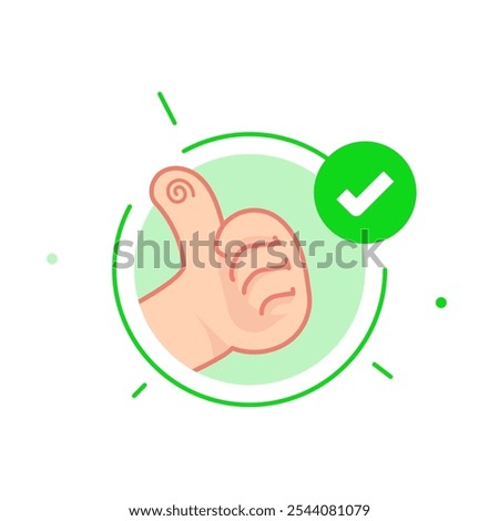 thumbs up icon with a check mark, symbolizing positivity, approval, or successful status. indicating that are completed, processes that are verified, no actions needed or that everything is in good