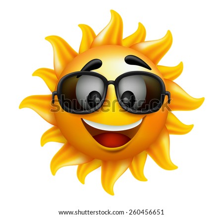 Summer Sun Face With Sunglasses And Happy Smile. Vector Illustration ...