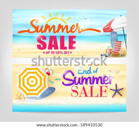 Summer Sale Banners on Isolated Background
