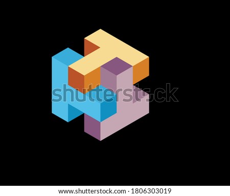 isometric logo design concept Rotated Letter T