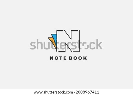 Initial letter N with open book for bookstore, book company, publisher, encyclopedia, library, education logo concept Foto stock © 