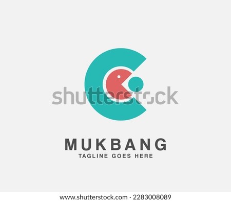 pacman icon isolated letter c logo design usable for mukbang or eating stream , food review chanel