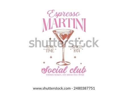 Espresso Martini Social Club Vintage Summer Cocktail T shirt Design