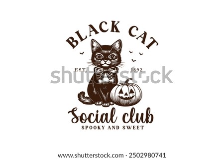 Black cat social club, Halloween Witch Club Sublimation T shirt Design