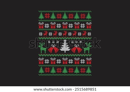 Ugly Christmas Sweater Sublimation T shirt Pattern Design