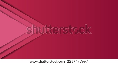 Paper cut triangle pattern with red layers. 3D gradient abstract background. Color of the year 2023 viva magenta. Design element for card, cover, banner, poster, backdrop, wall. Vector illustration.