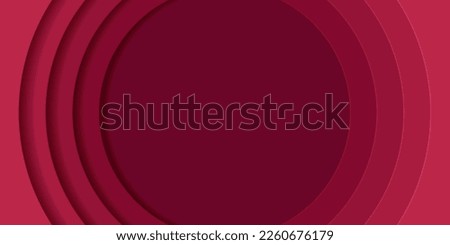 3D gradient background. Red paper cut out circle pattern in layers. Trend color of the year 2023, viva magenta. Design element for card, cover, banner, poster, backdrop, wall. Vector illustration.