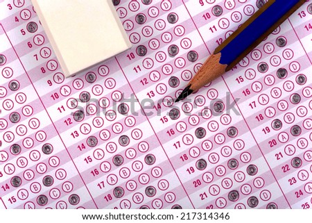 optical form of an examination with pencil and eraser