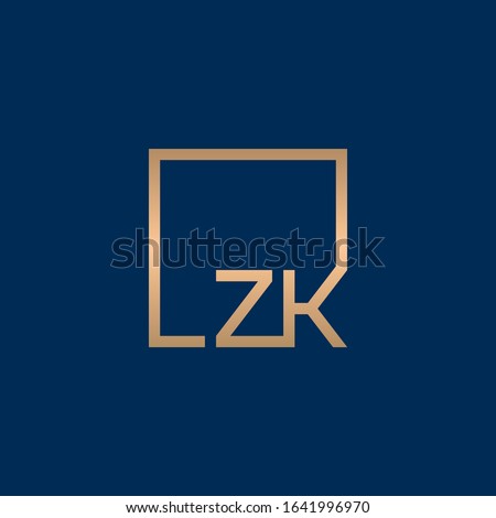 Z & K monogram logo inside square frame. Stok fotoğraf © 