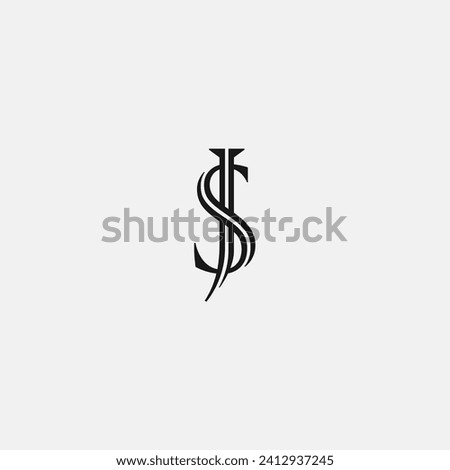 SJ or JS monogram logo with inline accent letters - black and white