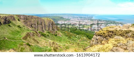 A fantastic view at Cave Hill, in Belfast, Northern Ireland. Cave hill overlooks the whole of Belfast city.