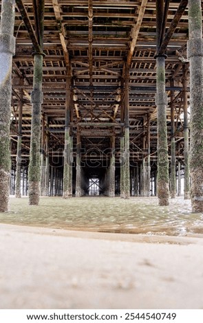 Similar – Image, Stock Photo Wooden pier on stilts on lake near mountains