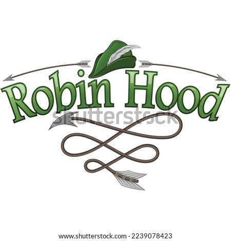 Vector design of Medieval Archer Hat with feathers, illustration of Robin Hood hat with curved arrows