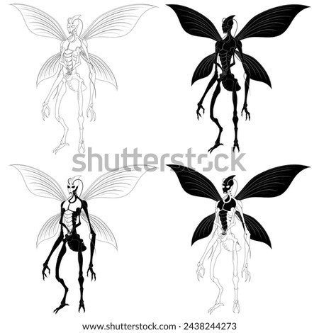 Mutant Alien Humanoid Insect Vector Design