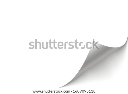 Curved page corner with shadow on a transparent background. Simple image insertion. The element for advertising and advertising messages. White page rotates bottom right. Vector illustration, EPS 10.