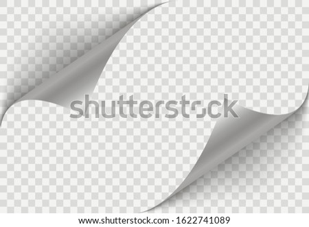 Curved page corner with shadow. White page rotates bottom right on transparent background. The element for advertising and advertising messages. Simple image insertion. Vector illustration, EPS 10.